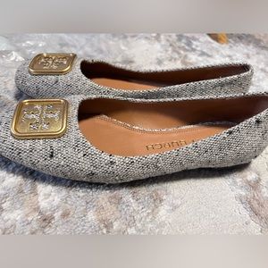 Tory Burch Rustic Wool Linen Ballet Flats